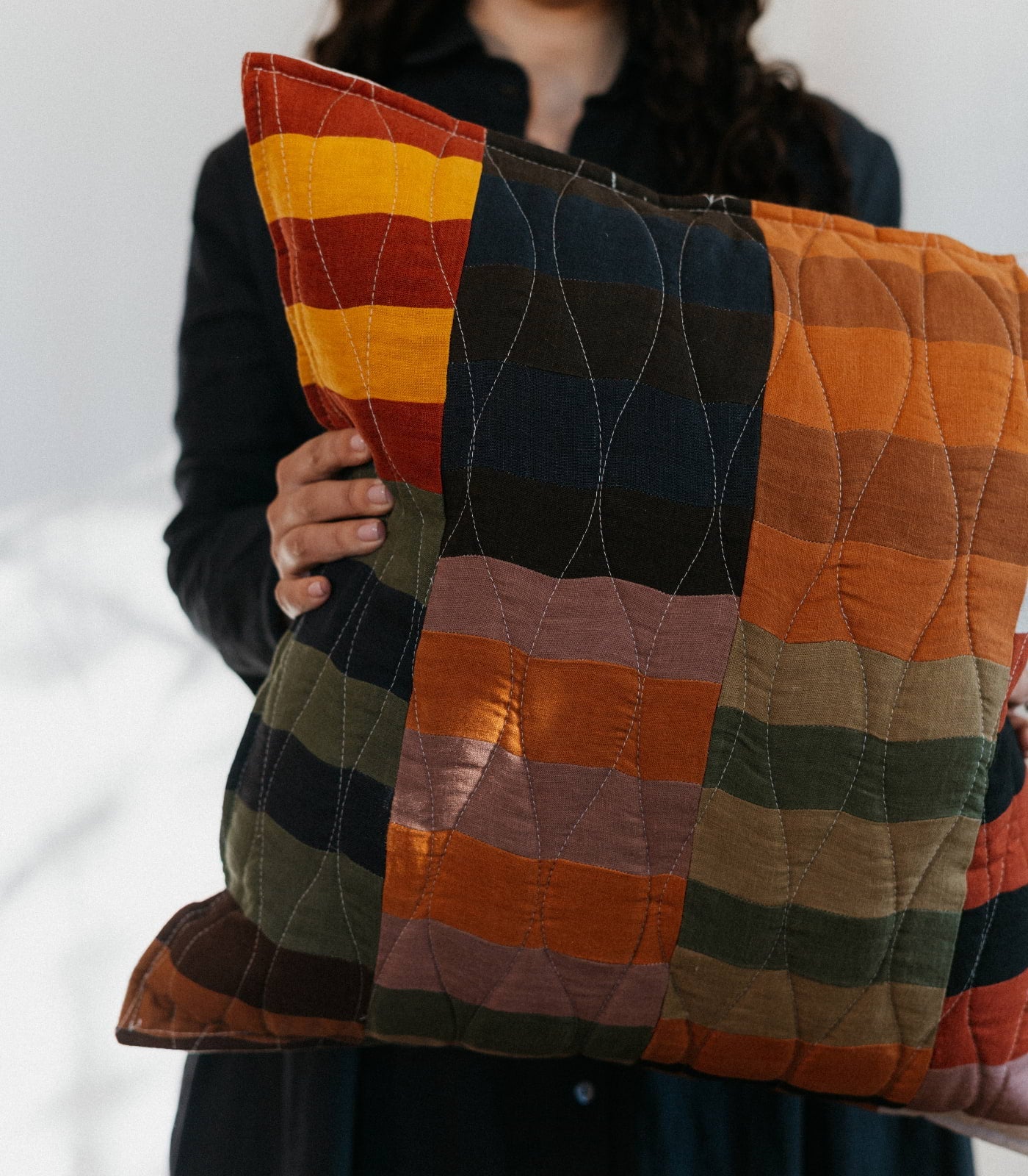 Patchwork Linen Scatter Cushion