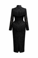 The Noire Tassel Lace Midi Dress
