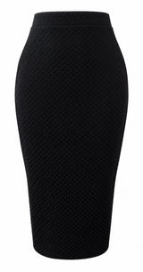 Sable Embossed Midi Pencil Skirt