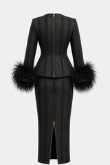 Sable Form Feathered Top & Skirt