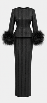 Sable Form Feathered Top & Skirt