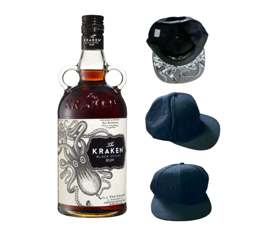 Kraken Black Spiced Rum 750ml + Peak cap